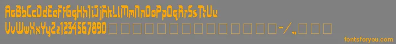 フォントBimasakti – オレンジの文字は灰色の背景にあります。
