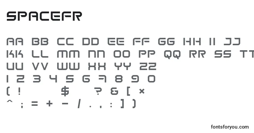 Schriftart Spacefr – Alphabet, Zahlen, spezielle Symbole