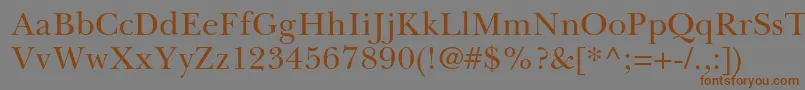 フォントBaskervillecyrltstdUpright – 茶色の文字が灰色の背景にあります。