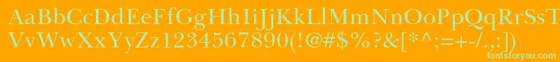 BaskervillecyrltstdUpright Font – Green Fonts on Orange Background