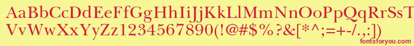 フォントBaskervillecyrltstdUpright – 赤い文字の黄色い背景