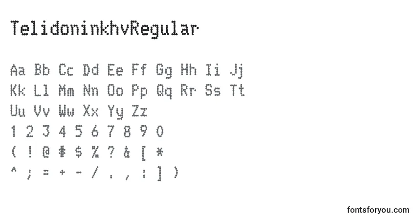 A fonte TelidoninkhvRegular – alfabeto, números, caracteres especiais