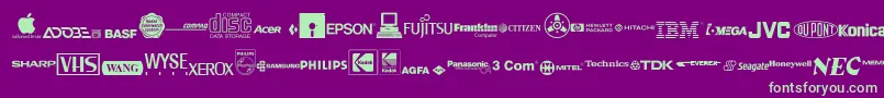 Ello ffy-fontti – vihreät fontit violetilla taustalla
