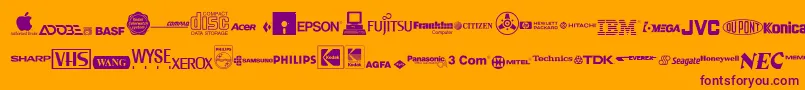 Ello ffy-fontti – violetit fontit oranssilla taustalla