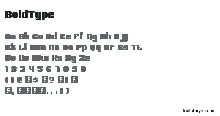Czcionka BoldType – alfabet, cyfry, specjalne znaki