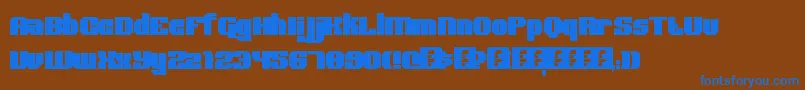 BoldType-Schriftart – Blaue Schriften auf braunem Hintergrund