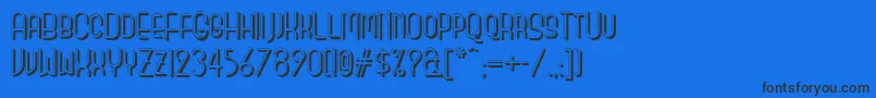 Monicassalonshadownf-Schriftart – Schwarze Schriften auf blauem Hintergrund