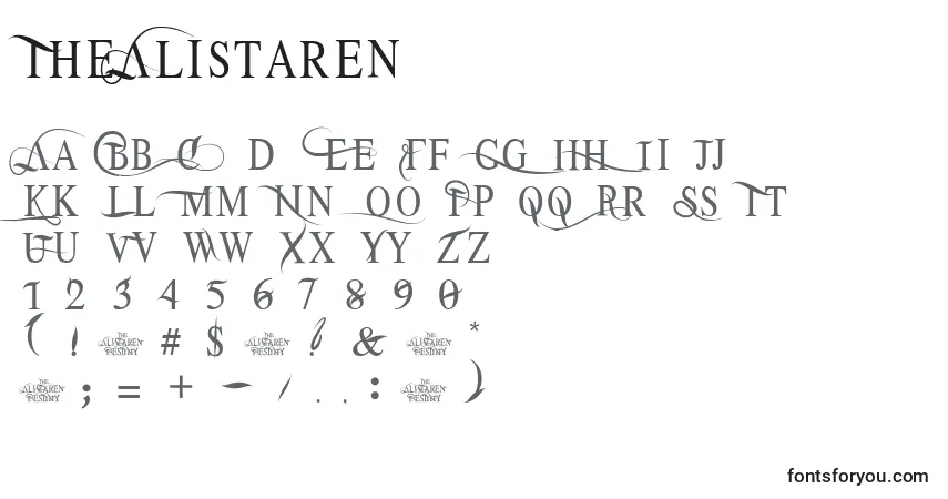 TheAlistaren Font – alphabet, numbers, special characters