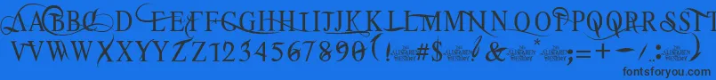 TheAlistaren Font – Black Fonts on Blue Background