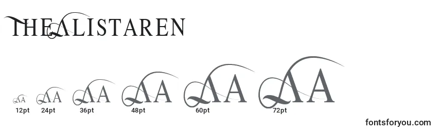 Размеры шрифта TheAlistaren