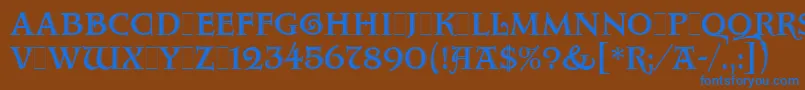 Więcej informacji o czcionce AquitaineInitialsLetPlain.1.0 Czcionka AquitaineInitialsLetPlain.1.0 – niebieskie czcionki na brązowym tle