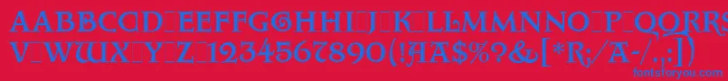 フォントAquitaineInitialsLetPlain.1.0 – 赤い背景に青い文字