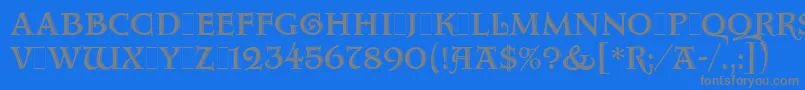 フォントAquitaineInitialsLetPlain.1.0 – 青い背景に灰色の文字