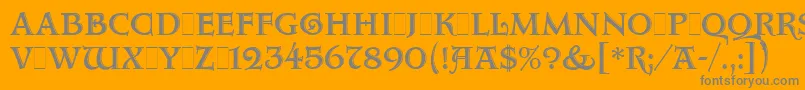AquitaineInitialsLetPlain.1.0 Font – Gray Fonts on Orange Background