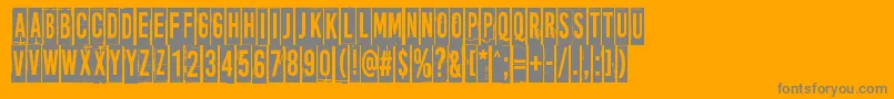 MoreNewsFromNowhere-fontti – harmaat kirjasimet oranssilla taustalla