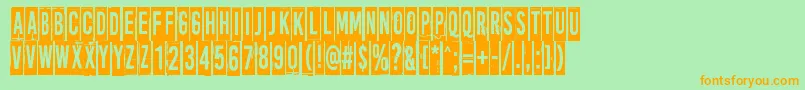MoreNewsFromNowhere-Schriftart – Orangefarbene Schriften auf grünem Hintergrund