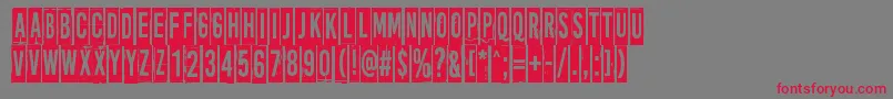 MoreNewsFromNowhere-Schriftart – Rote Schriften auf grauem Hintergrund