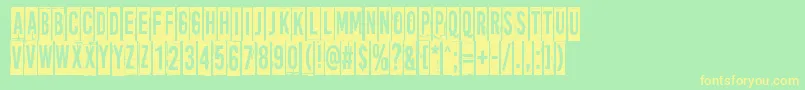 MoreNewsFromNowhere-Schriftart – Gelbe Schriften auf grünem Hintergrund