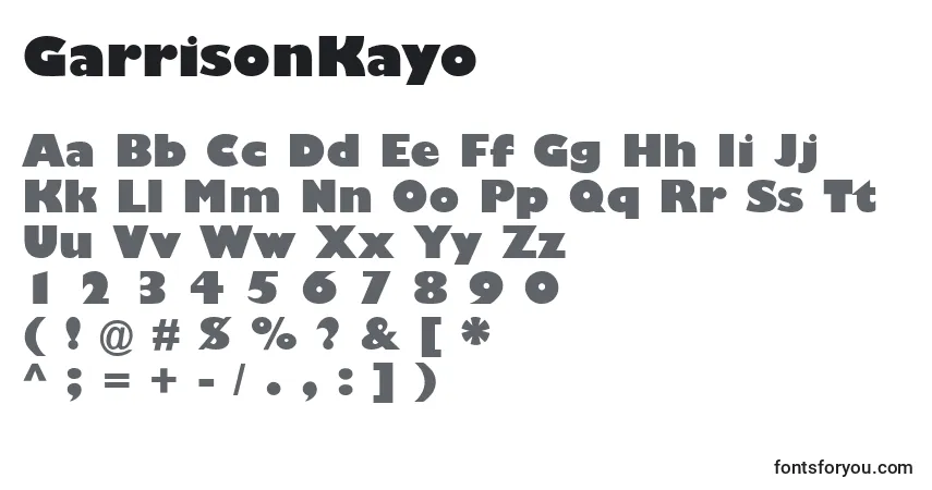 Czcionka GarrisonKayo – alfabet, cyfry, specjalne znaki