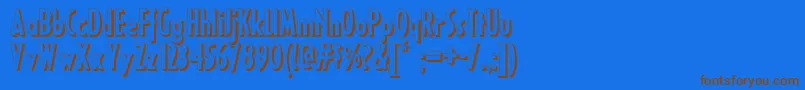フォントRicksamericannf – 茶色の文字が青い背景にあります。