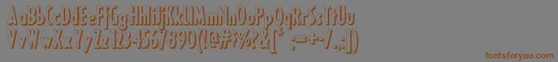 フォントRicksamericannf – 茶色の文字が灰色の背景にあります。