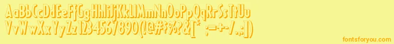 フォントRicksamericannf – オレンジの文字が黄色の背景にあります。