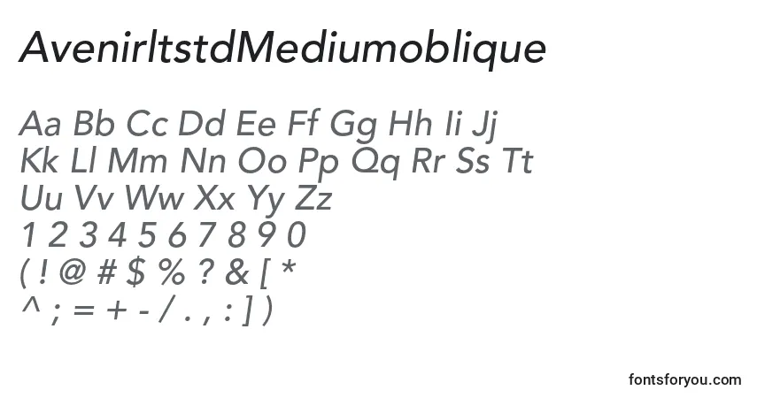 characters of avenirltstdmediumoblique font, letter of avenirltstdmediumoblique font, alphabet of  avenirltstdmediumoblique font