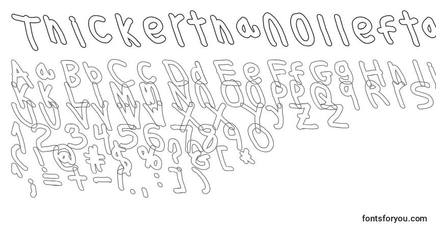 Czcionka Thickerthanolleftalic – alfabet, cyfry, specjalne znaki