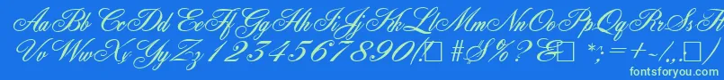 AncestorySf Font – Green Fonts on Blue Background