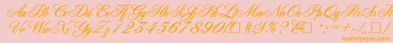 AncestorySf-Schriftart – Orangefarbene Schriften auf rosa Hintergrund