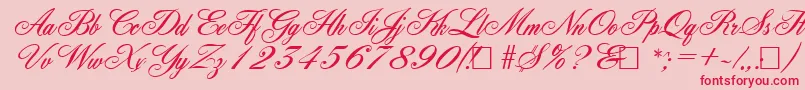 AncestorySf-Schriftart – Rote Schriften auf rosa Hintergrund