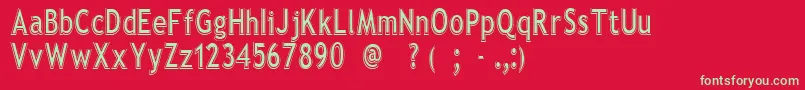 フォントEleganteRegular – 赤い背景に緑の文字