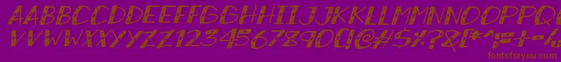 SnowySparklesItalic Font – Brown Fonts on Purple Background