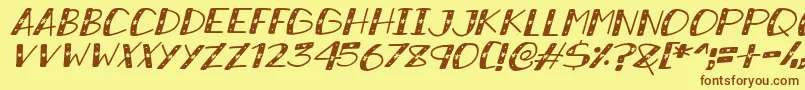 Шрифт SnowySparklesItalic – коричневые шрифты на жёлтом фоне