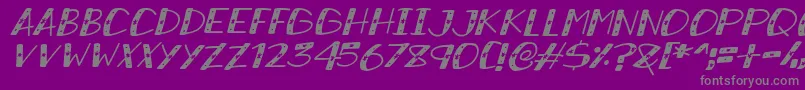 SnowySparklesItalic-fontti – harmaat kirjasimet violetilla taustalla