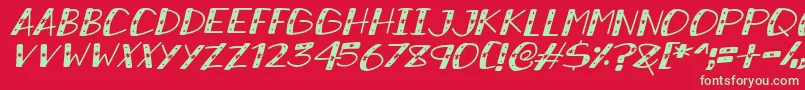 フォントSnowySparklesItalic – 赤い背景に緑の文字