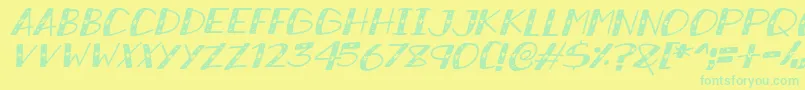 SnowySparklesItalic Font – Green Fonts on Yellow Background