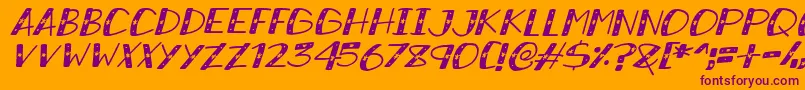 SnowySparklesItalic Font – Purple Fonts on Orange Background