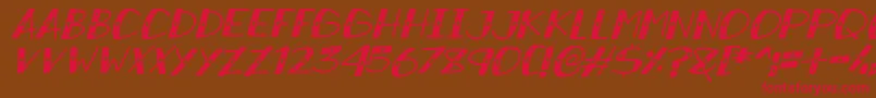 SnowySparklesItalic Font – Red Fonts on Brown Background