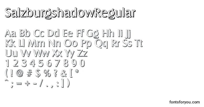 A fonte SalzburgshadowRegular – alfabeto, números, caracteres especiais