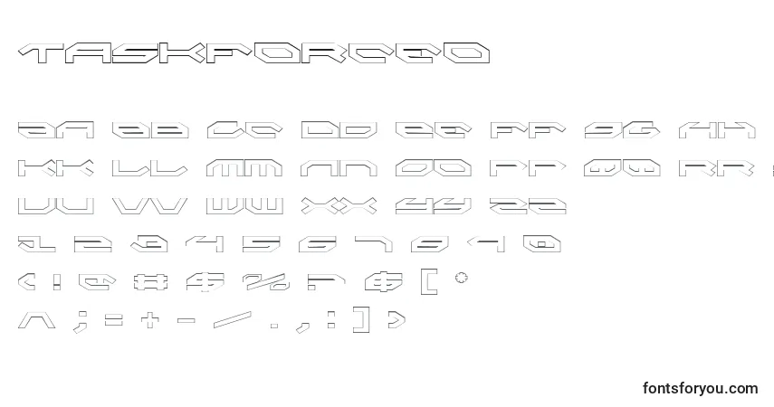 A fonte Taskforceo – alfabeto, números, caracteres especiais