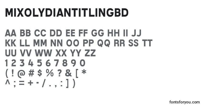 Czcionka MixolydianTitlingBd – alfabet, cyfry, specjalne znaki