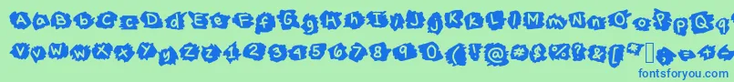 フォントMissTerious – 青い文字は緑の背景です。