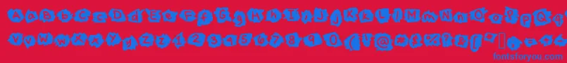 MissTerious Font – Blue Fonts on Red Background