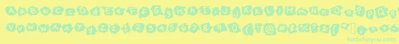 MissTerious-fontti – vihreät fontit keltaisella taustalla