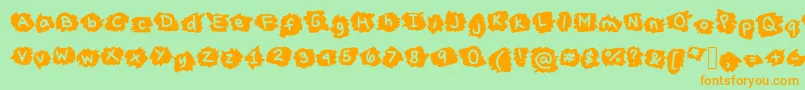 MissTerious-fontti – oranssit fontit vihreällä taustalla