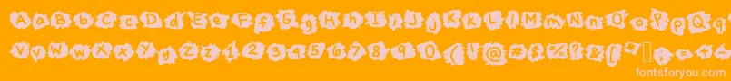 MissTerious-fontti – vaaleanpunaiset fontit oranssilla taustalla