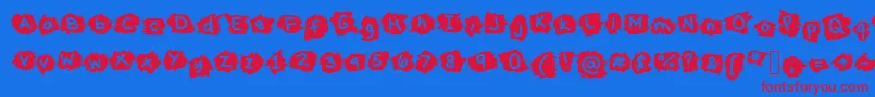 MissTerious-fontti – punaiset fontit sinisellä taustalla