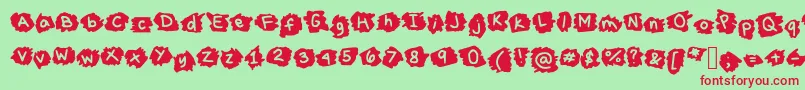MissTerious-fontti – punaiset fontit vihreällä taustalla