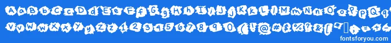 MissTerious-Schriftart – Weiße Schriften auf blauem Hintergrund